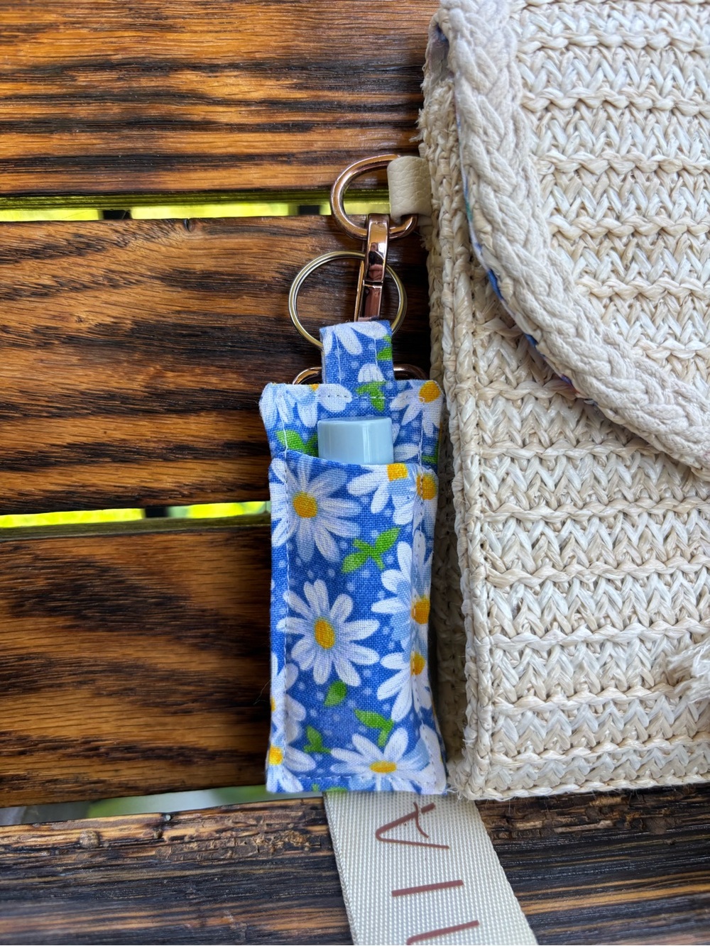 Daisy Keychain Chapstick Holder
